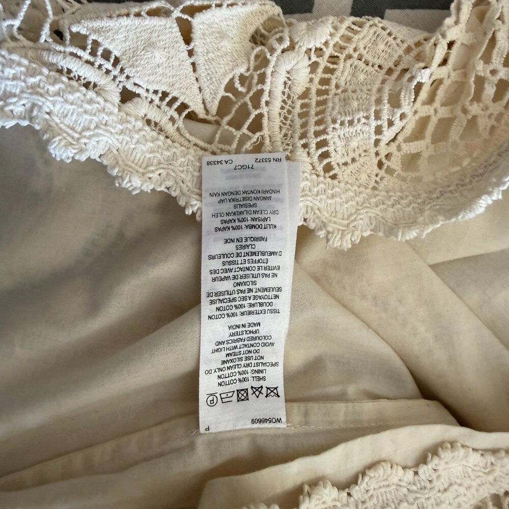 French Connection Vintage All Over Crochet Lace Cotton Fully Lined Mini Dress - Picture 8 of 11